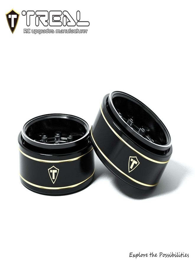 TREAL 1.0 Beadlock Wheels Deep Dish Rims (4P) for SCX24 AX24 FCX24 TRX4M 1/24 1/18 Crawler Car-Type F(Black) - Image 2